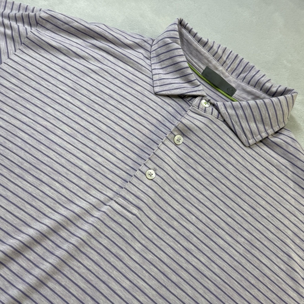 Tasc Performance Golf Polo Shirt Purple Stripe Short Sleeve Adult Large
